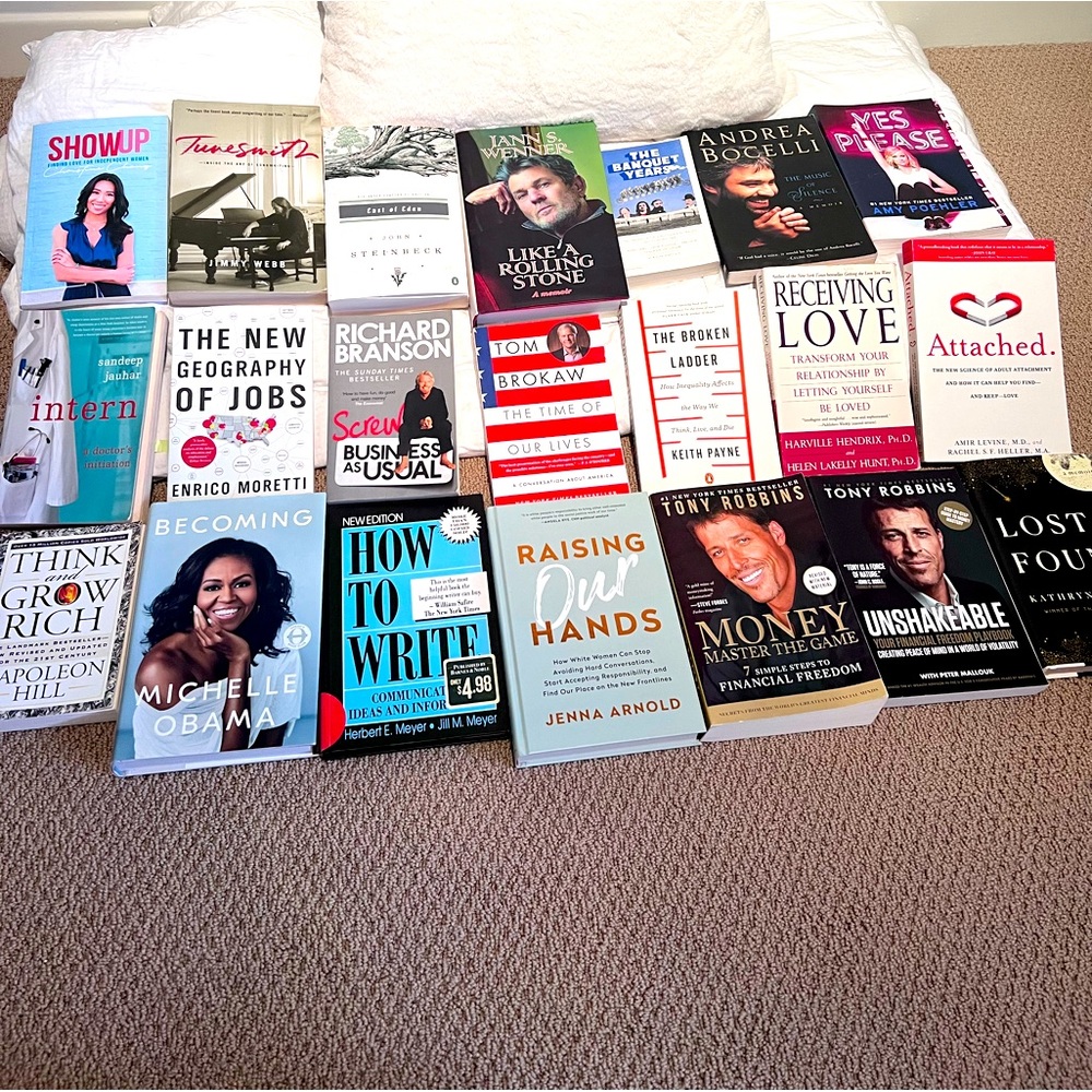 Books! Very gently used. Like new. Happy to bundle. $7 each flat.